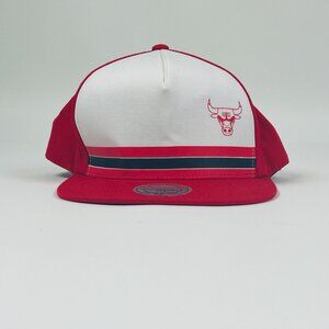 Mitchell & Ness NBA Chicago Bulls Red White Snapback Hat Cap Basketball Gear
